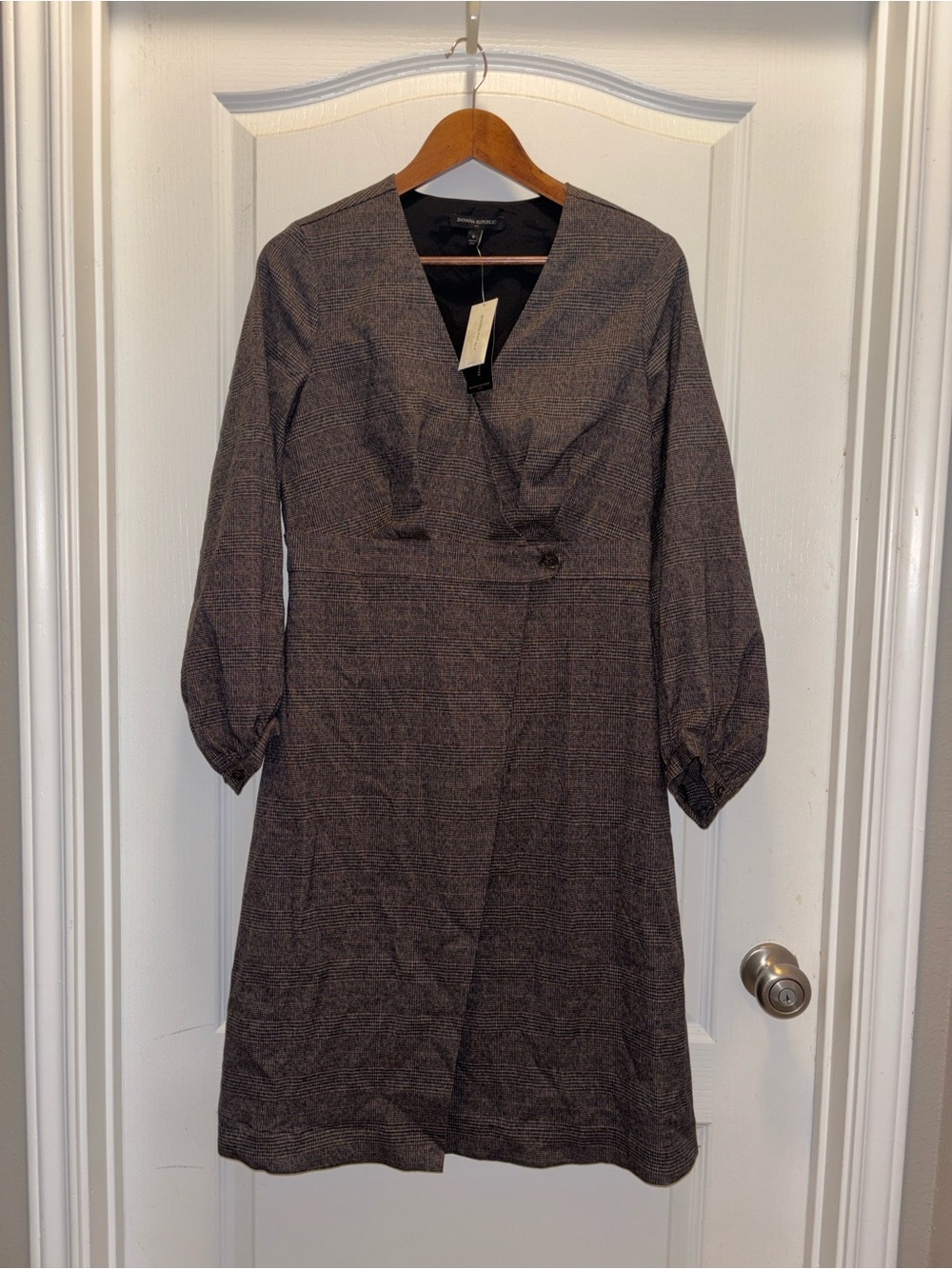 Banana Republic Plaid Faux Wrap Midi Dress Size 6 NWT